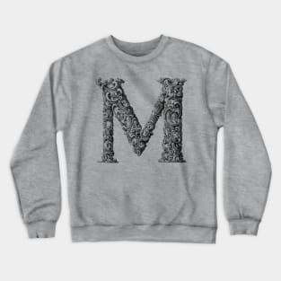 Vintage Initial Letter Lettering Alphabet M Crewneck Sweatshirt